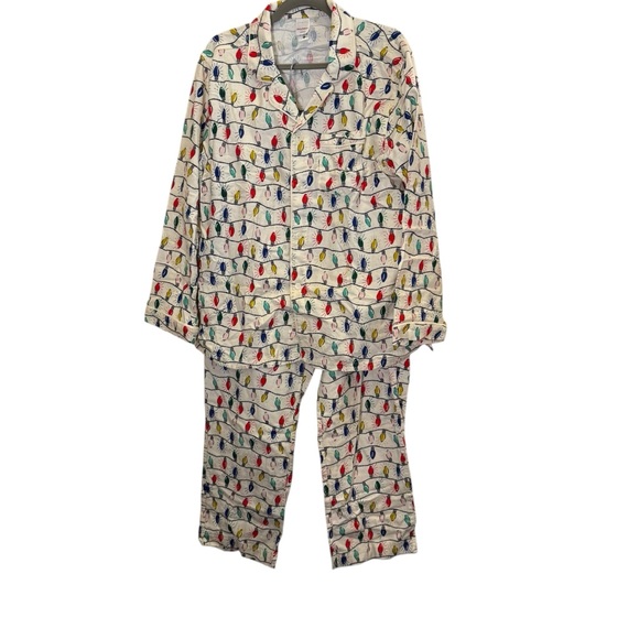 Hanna Andersson Other - Hanna Andersson Adult Holiday Christmas Light Flannel Pajamas Sz L